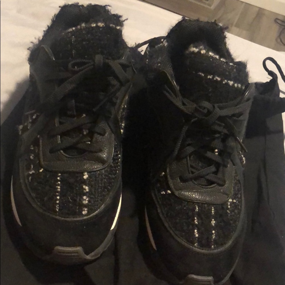 Chanel Black and White Athletic Shoes